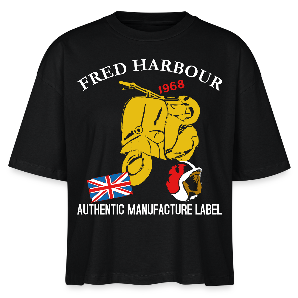 Women Boxy T-Shirt "MOD RIDE" - Schwarz