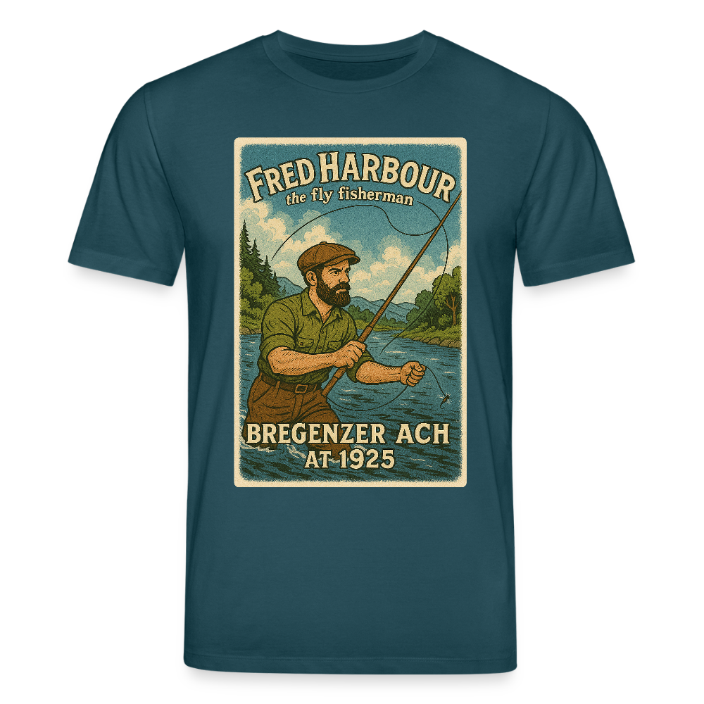 Unisex T-Shirt "The Fly Fisherman" - Dunkles Petrol