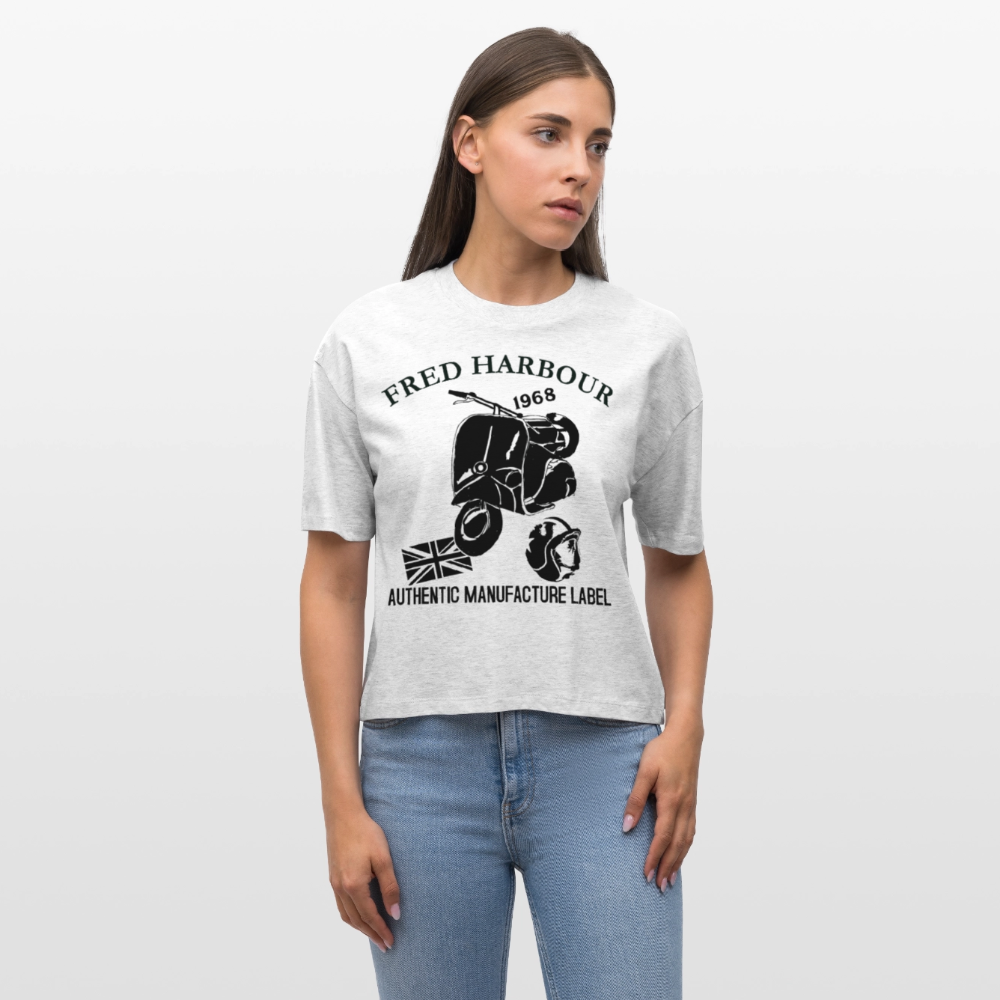 Women Boxy T-Shirt  "MOD RIDE-sw" - Weiß meliert