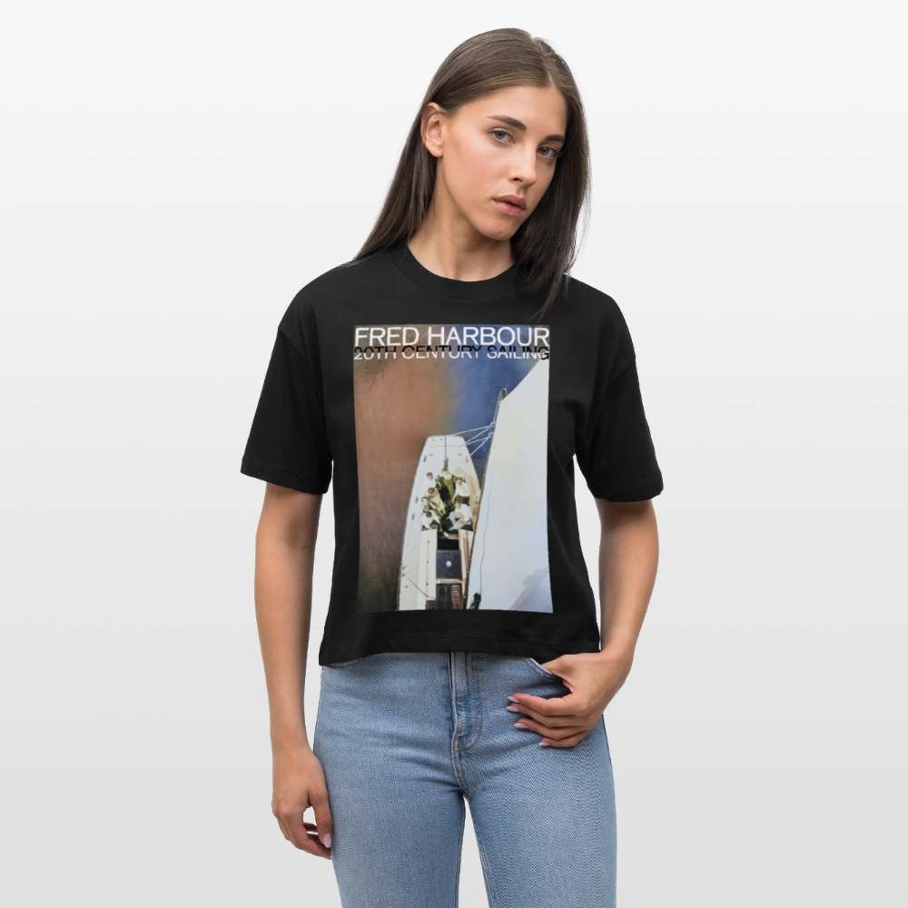 Women Boxy T-Shirt  "Sailing III" - Schwarz