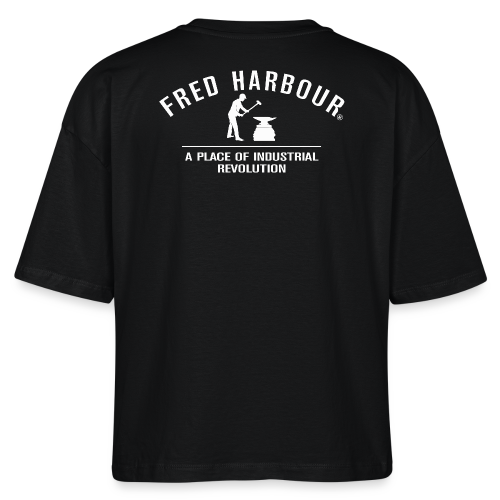 Women Boxy T-Shirt „Navigation Control“ - Schwarz