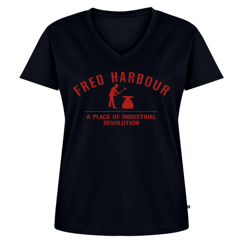 Women T-Shirt mit V-Ausschnitt "Classic red" - Navy